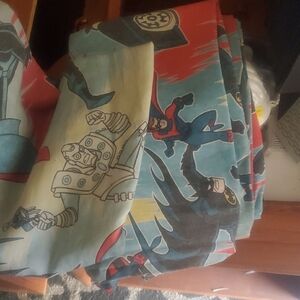 2 Batmen with Robots Bed Sheet